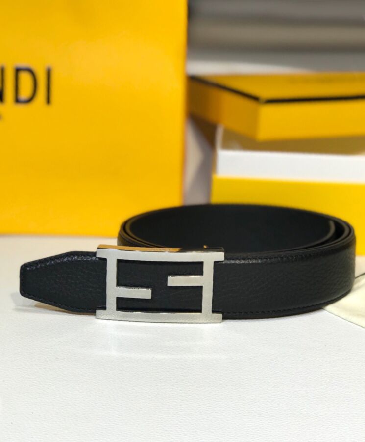 Fen.di Leather Belt, Black Leather Belt, Luxury Fashion Accessory