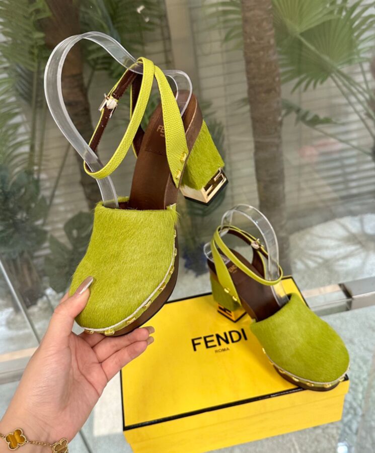 Fen.di Women's Baguette, Pony Skin Clogs, Luxury Footwear.