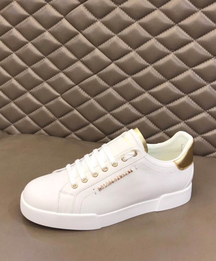 Dolce & Gabbana Men’s Calfskin Nappa Portofino Sneakers White