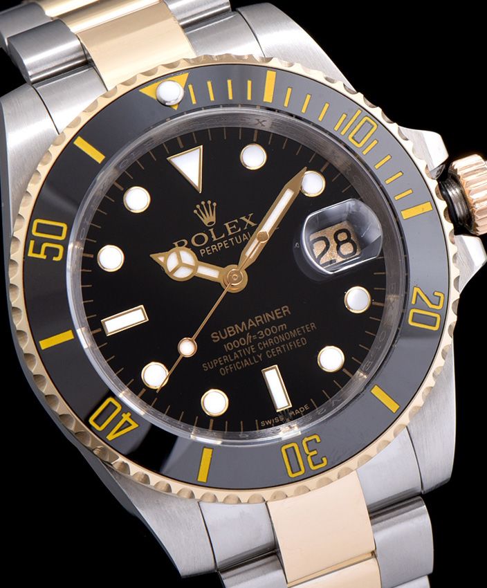 Ro.le.x Submariner Two Tone Automatic Watch Black