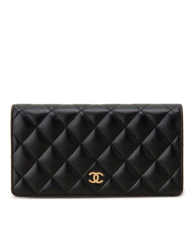 Cha.nel Quilted Bi-fold Wallet in Lambskin Black