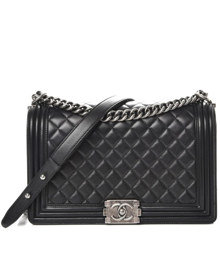 Cha.nel Lambskin Boy Bag Black