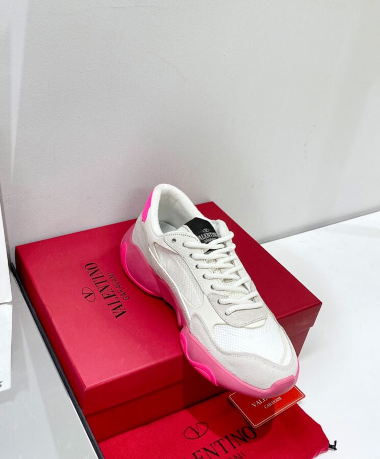 Valen.tino Garavani Bubbleback, Mesh and Suede Sneaker, Peachblow Sneaker, Luxury Footwear