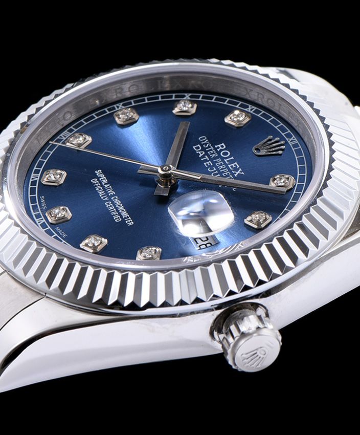 Ro.le.x Men s Stainless Steel Mid size Datejust Watches Blue