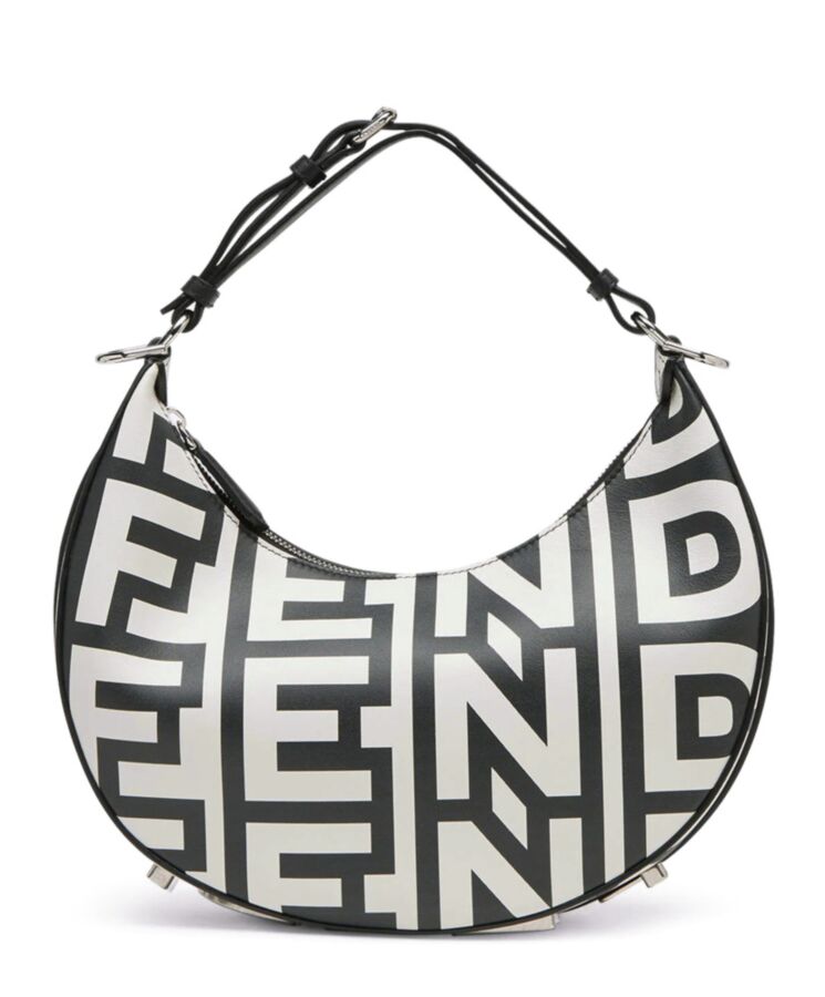 Fen.di Fen.digraphy Small Two-tone printed leather Fen.di Roma Capsule Bag 8BR798 Black