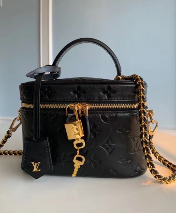 L.*V Vanity PM M57118, Black Embossed Lambskin, Luxury Compact Handbag, Fall-Winter 2020