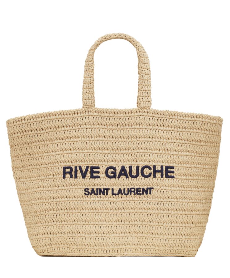 Saint.Lau.rent Rive Gauche Supple Tote Bag In Raffia Crochet Apricot