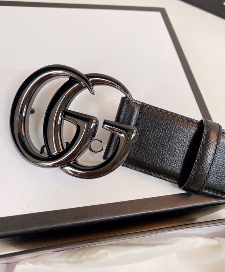 G.U.C.C GG Marmont Thin Belt Black