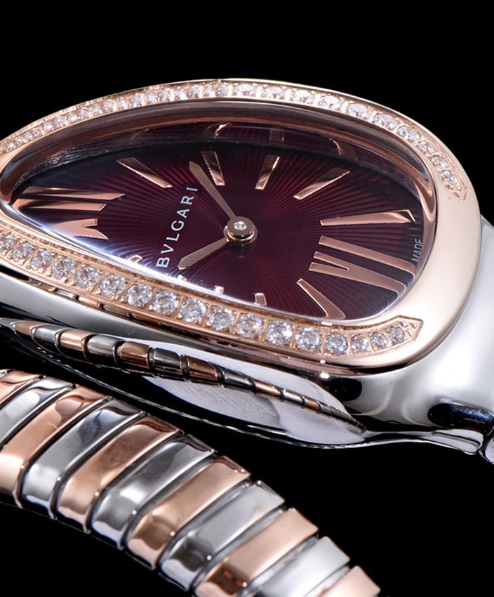 Bvl.gar 18-carat pink-gold and steel watch Henna