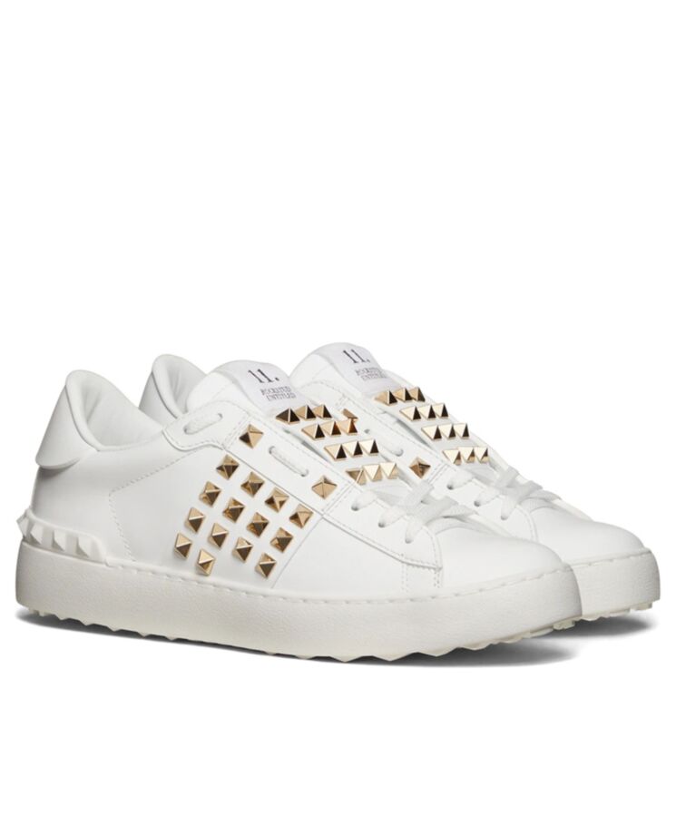 Valen.tino Unisex Rockstud Untitled Studded Sneakers White