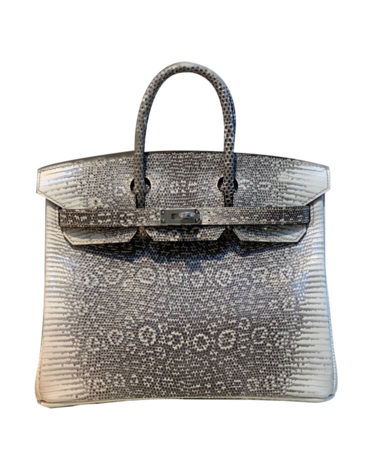 Her..mes Birkin 25 Ombre Lizard Palladium Hardware Cream