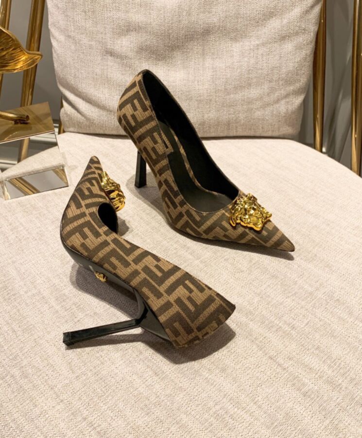 Fen.di Women's Fendace, Fen.di Pumps, Fendace FF Jacquard, High Heel Pumps, Ver.sace Capsule Collection