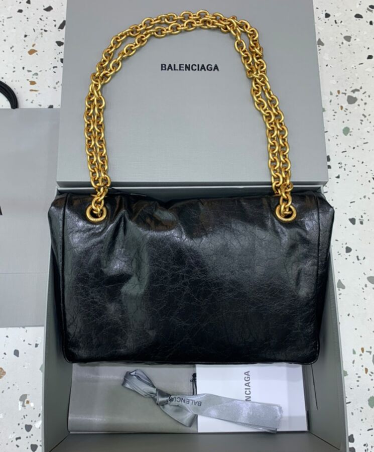 Balen.ciaga Monaco Small Chain Bag Black