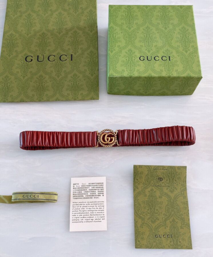 G.U.C.C Logo Buckle Belts Red