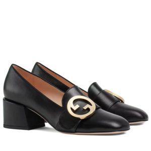 G.U.C.C Blonde Women’s Mid-heel Pump, G.U.C.C leather shoes, luxury mid-heel shoes, retro-style pumps