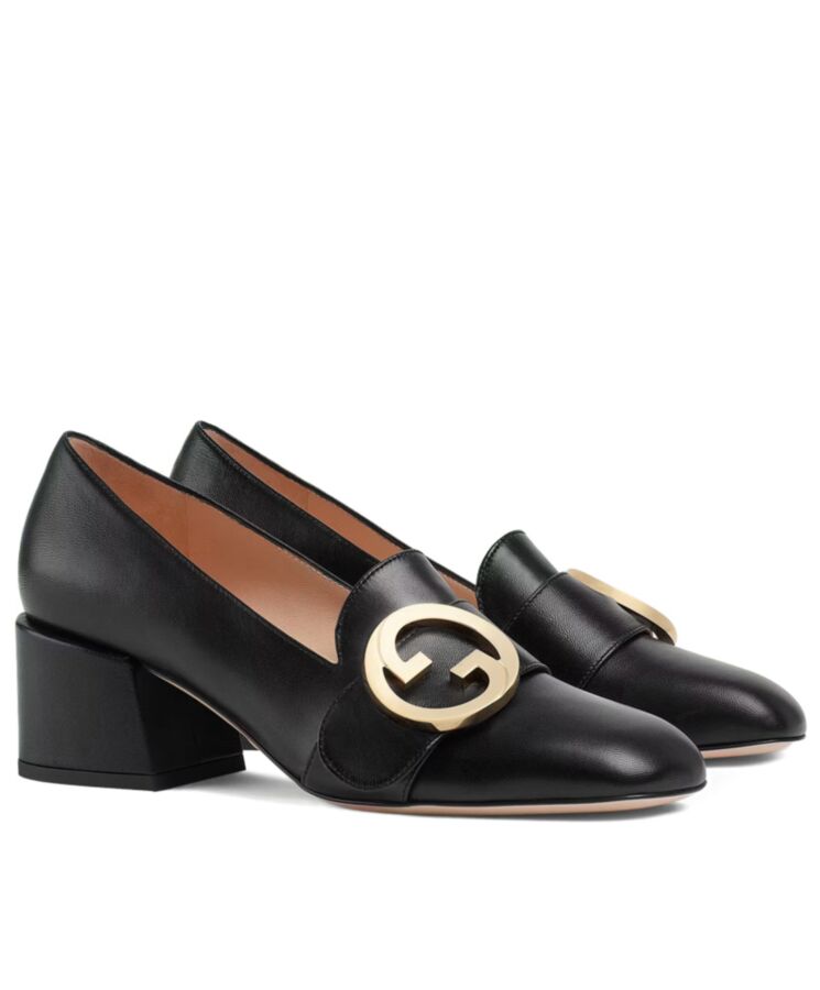 G.U.C.C Blonde Women’s Mid-heel Pump, G.U.C.C leather shoes, luxury mid-heel shoes, retro-style pumps