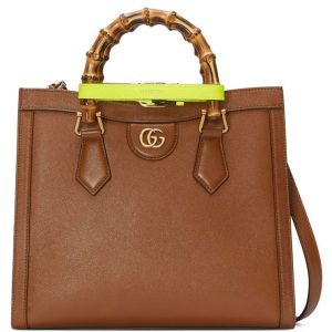 G.U.C.C Diana Small, Luxury Handbag, Bamboo Handles, Double G Hardware, Neon Bands