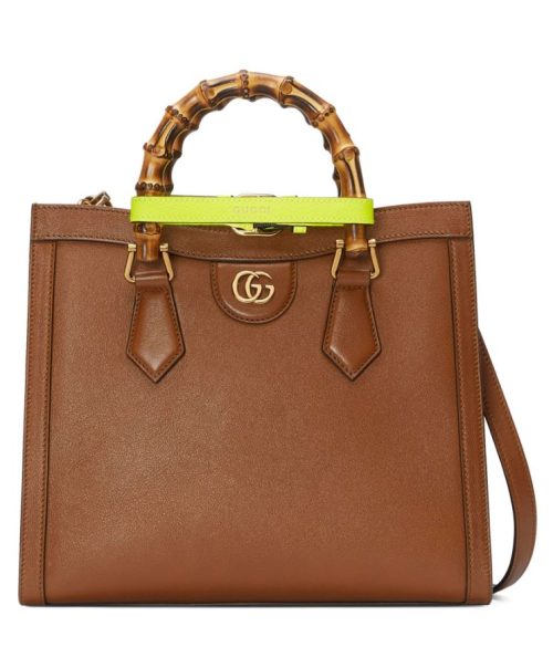 G.U.C.C Diana Small, Luxury Handbag, Bamboo Handles, Double G Hardware, Neon Bands