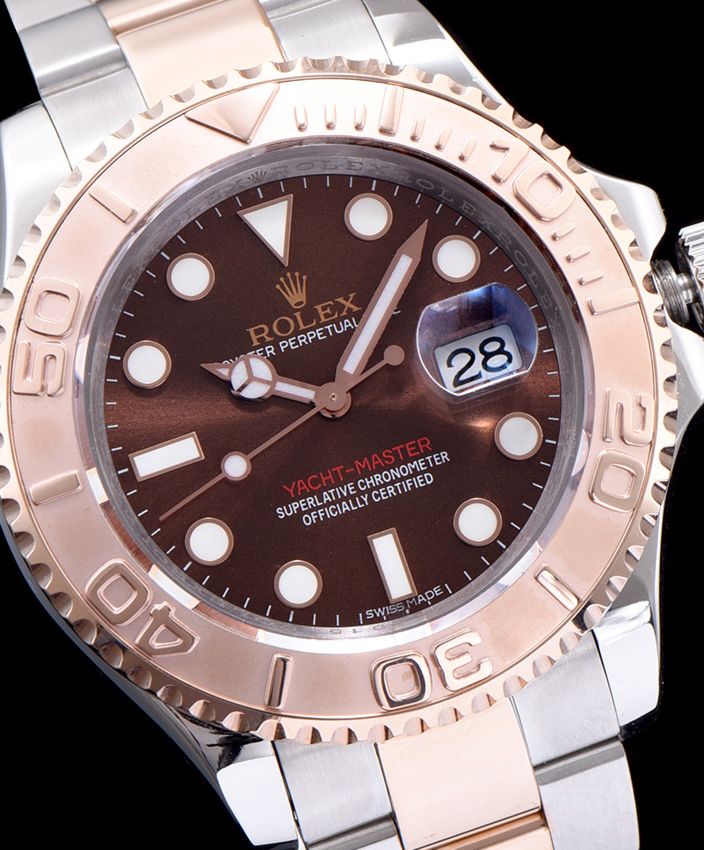 Ro.le.x Yacht Master Watch Automatic Full Gold Light Coffee