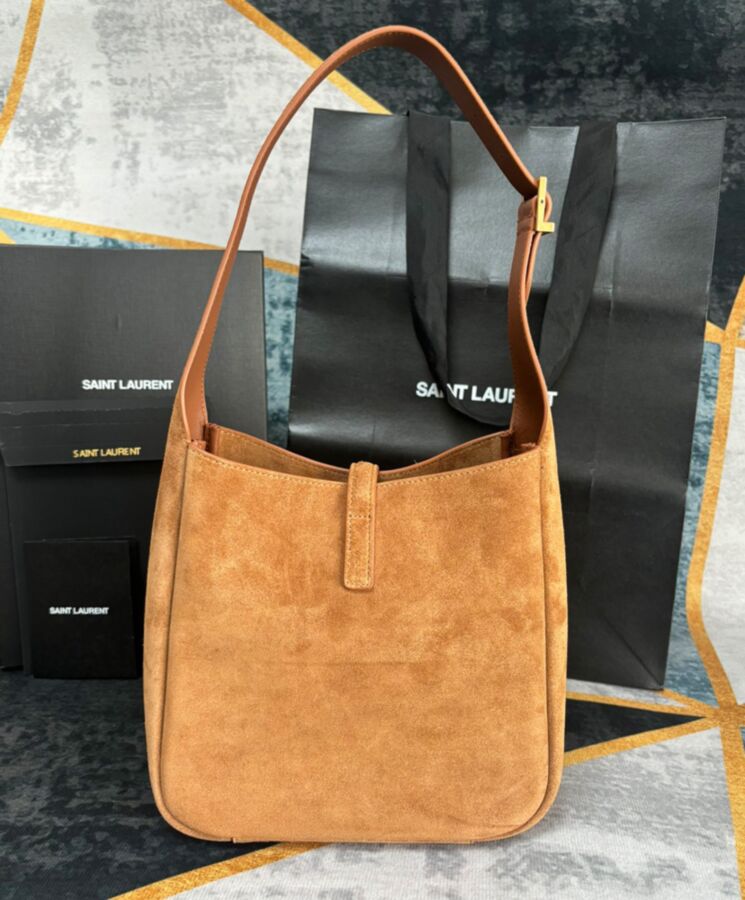 Saint.Lau.rent Le 5 A 7 Supple Small In Suede Coffee