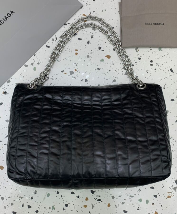 Balen.ciaga Monaco Large Chain Bag Quilted Black