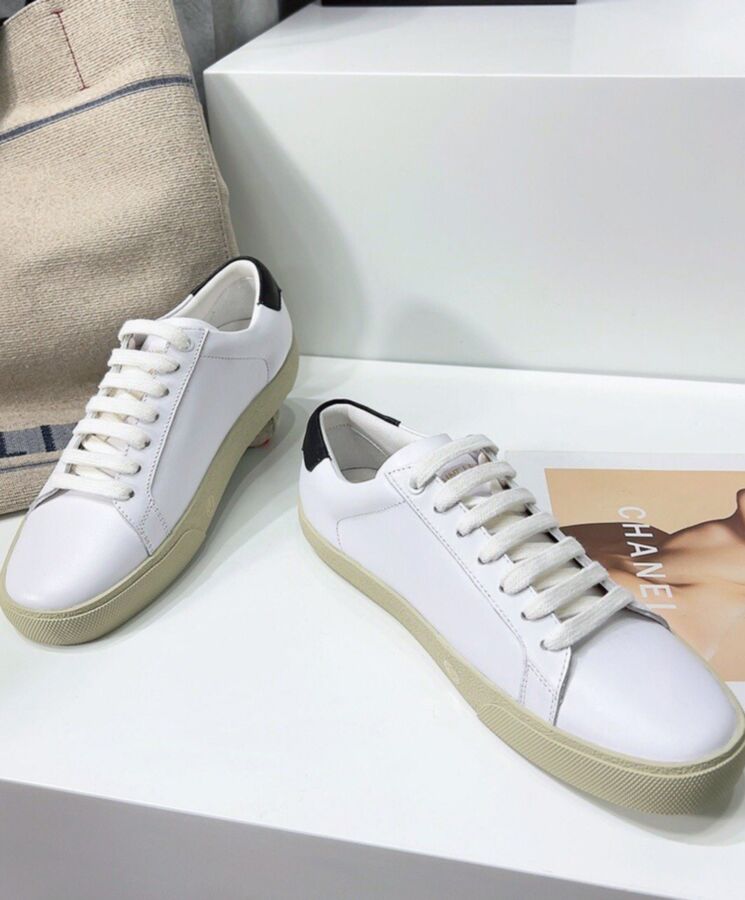 Saint.Lau.rent Unisex, Court Classic SL/06, Embroidered Sneakers, White Leather Sneakers