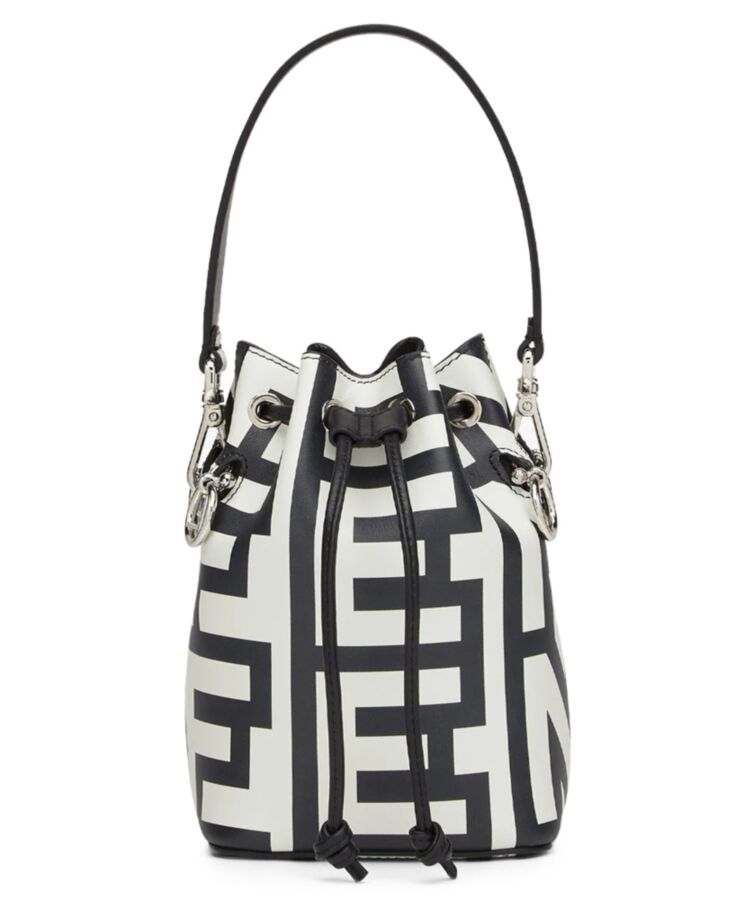 Fen.di Mon Tresor Two-tone Printed Leather Fen.di Roma Capsule Mini-bag 8BS010 Black