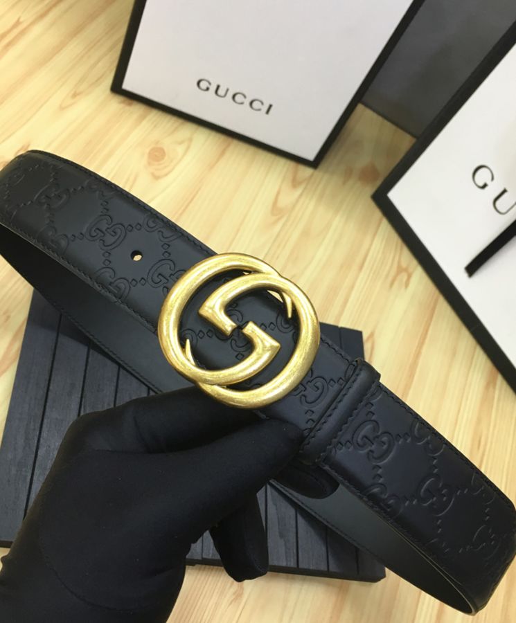 G.U.C.C Leather Belt, Double G Buckle, Luxury Leather Belt, Designer Accessories