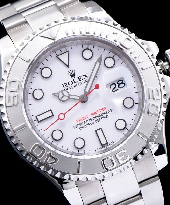 Ro.le.x Stainless Steel Men s Yacht Master Watch White