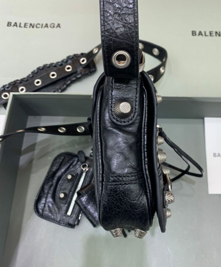 Balen.ciaga Le Cagole, Arena Lambskin Bag, Balen.ciaga Flap Bag Black