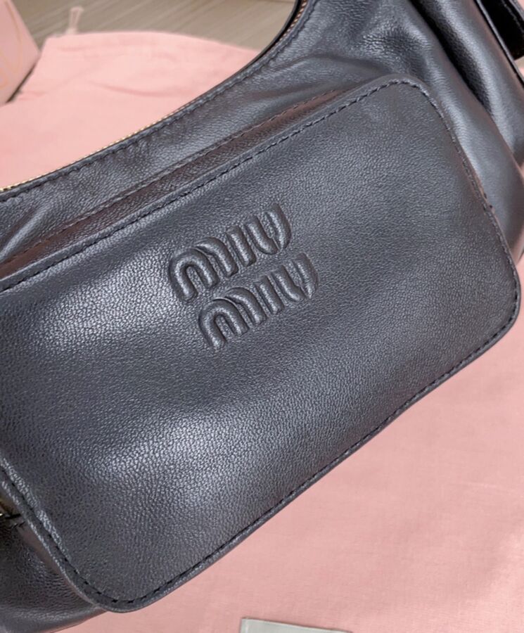 Miu*miu Nappa Leather, Luxury Leather Bag, Pocket Bag 5BC146, Designer Leather Bag