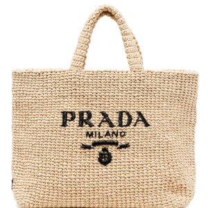 Pra.-da Raffia Tote, Pra.-da Tote Bag, Summer Accessory, Natural Raffia Bag, Pra.-da Bag