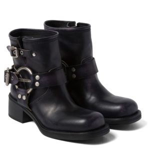 Miu*miu Women’s Vintage-look, Leather Booties Black, Vintage Leather Boots, Miu Miu, Women's Footwear