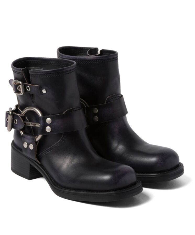 Miu*miu Women’s Vintage-look, Leather Booties Black, Vintage Leather Boots, Miu Miu, Women's Footwear