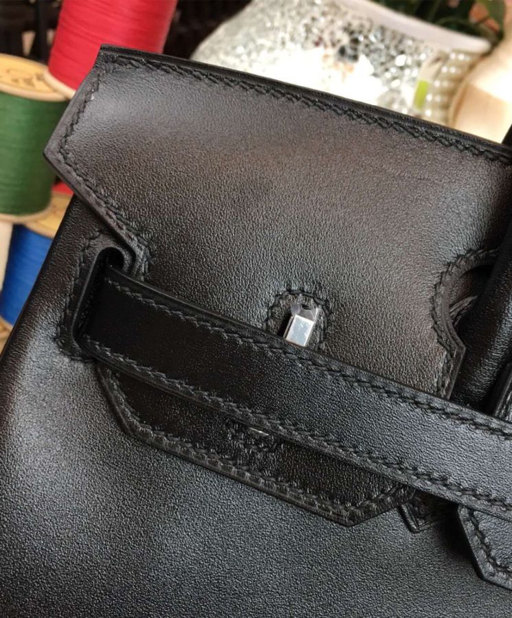 Her..mes Birkin bag 30 Box calf leather Black