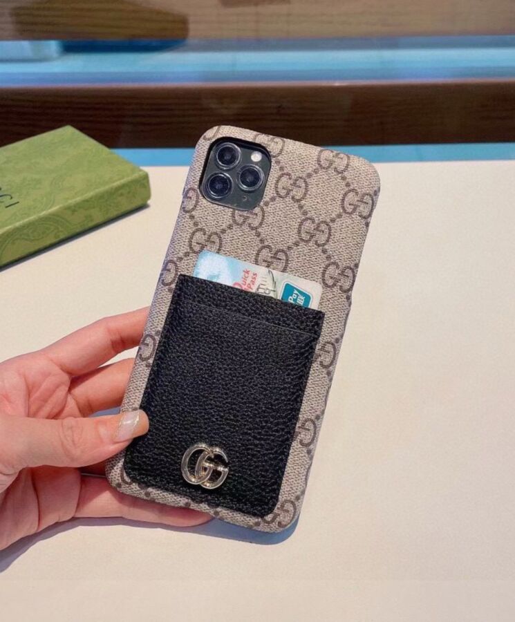 G.U.C.C GG Marmont, iPhone Case, Luxury iPhone Case, G.U.C.C iPhone Case, GG Supreme Canvas, Black Leather iPhone Case