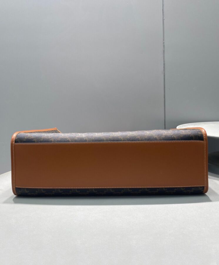 Ce.line Horizontal Cabas In Triomphe Canvas And Calfskin Coffee