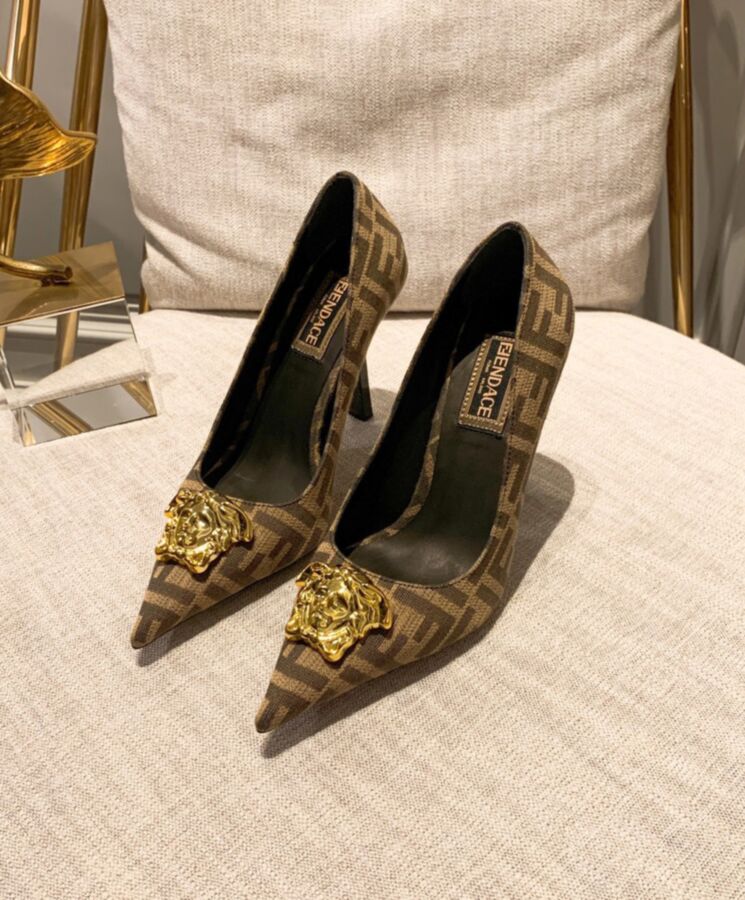 Fen.di Women's Fendace, Fen.di Pumps, Fendace FF Jacquard, High Heel Pumps, Ver.sace Capsule Collection