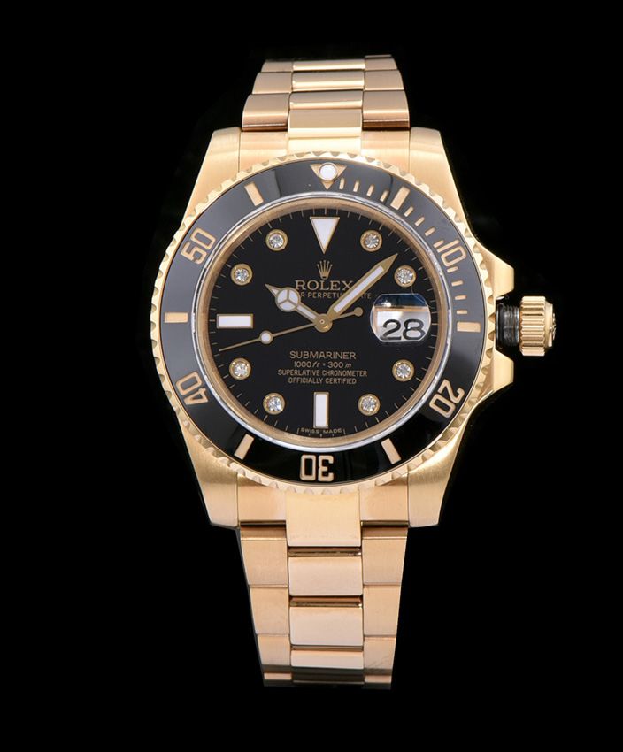 Ro.le.x Ceramic Submariner Watch Full Gold Black