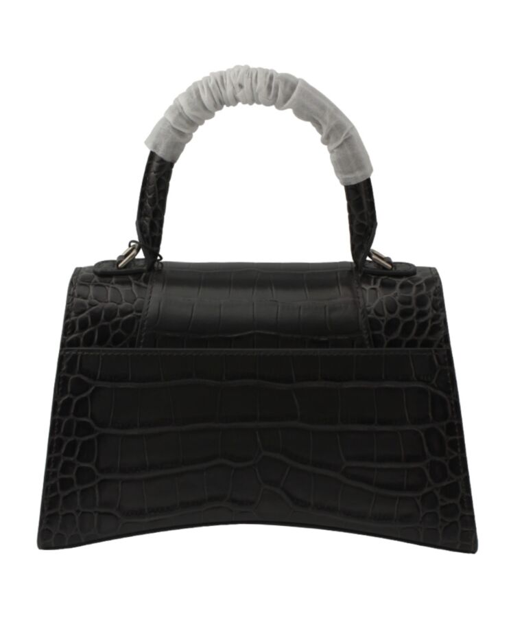 Balen.ciaga Hourglass Small Embossed Bag Black