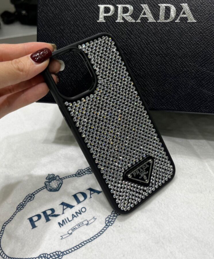 Pra.-da Crystal-studded iPhone Cover 1ZH133 Black