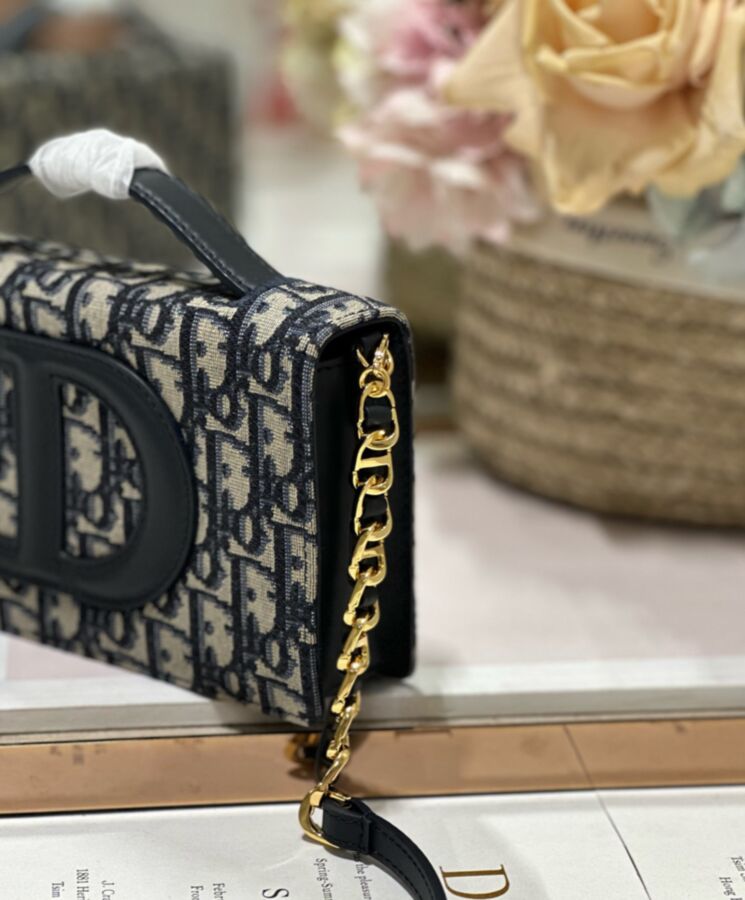 Di.ar CD Signature, Mini Bag Dark Blue, Di.ar Oblique jacquard, Winter 2023 Collection.