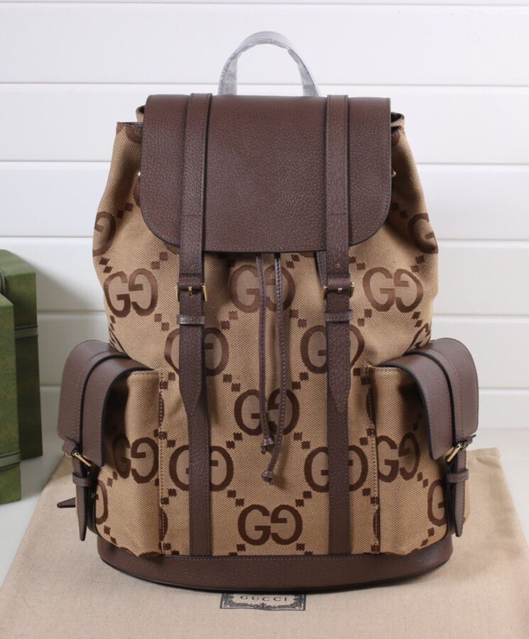 G.U.C.C Backpack With Jumbo GG Dark Coffee