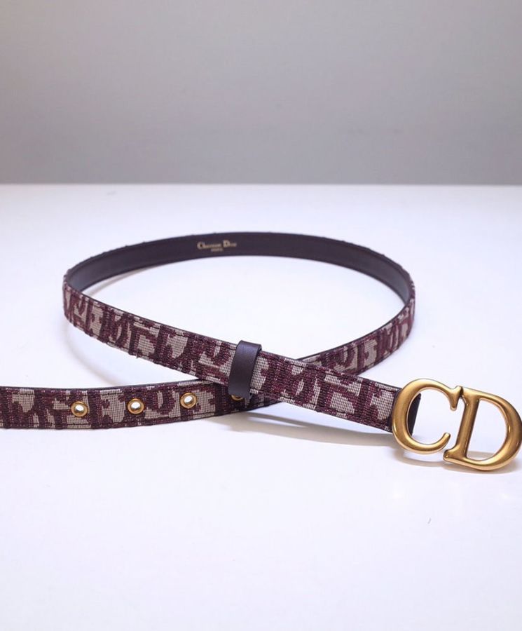 Di.ar Saddle Di.ar, Oblique Belt, Jacquard Canvas, Calfskin Leather, Luxury Belt