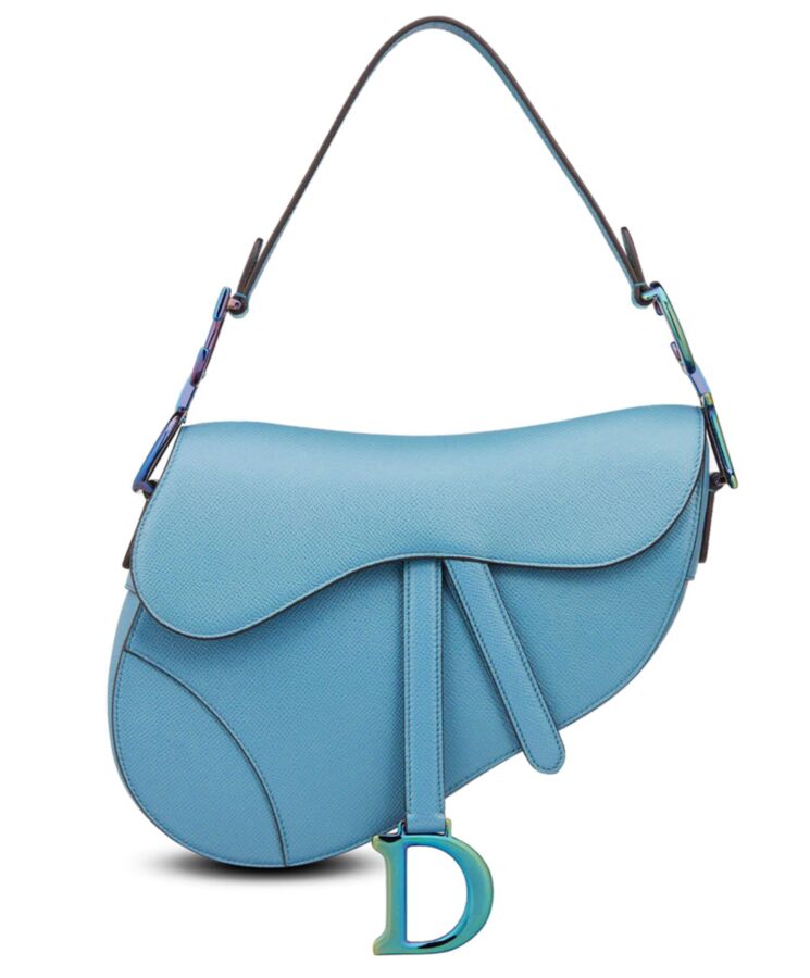 Di.ar Saddle Bag, Maria Grazia Chiuri, grained calfskin, luxury handbags, iridescent metal hardware.