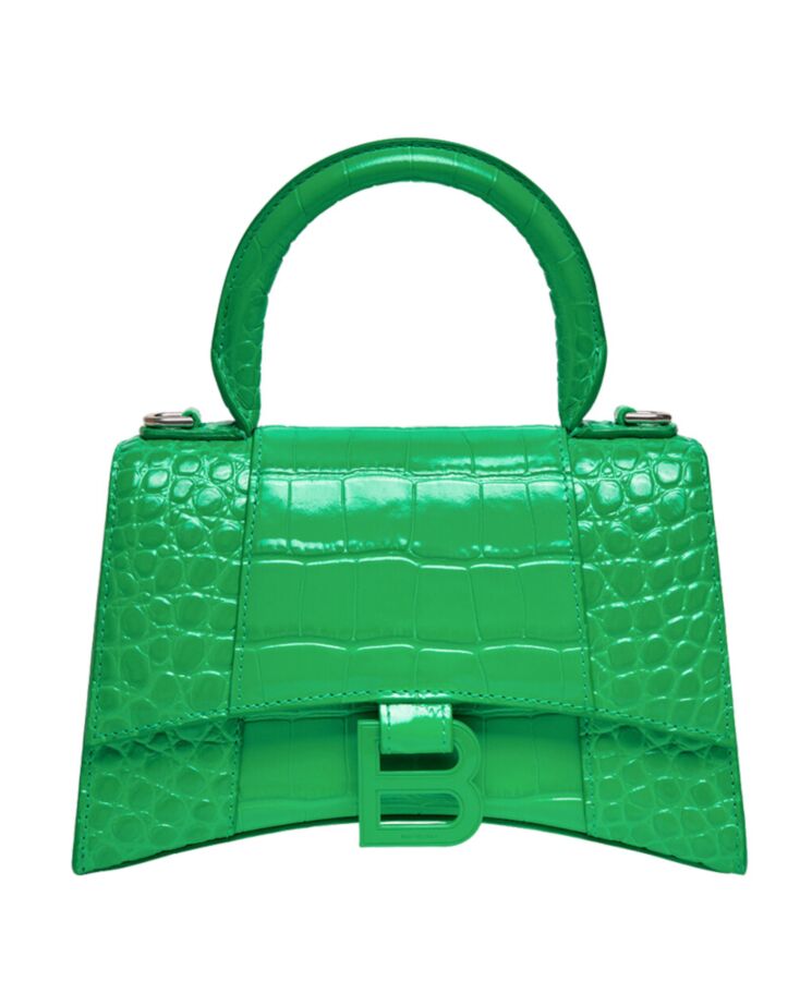 Balen.ciaga Hourglass XS Top Handle Handbag Green