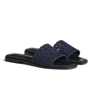 Her..mes Women's Gaelle, Luxury Sandals, Dark Blue Sandals, High-Quality Footwear, Fashion Footwear