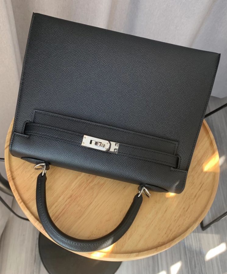 Her..mes Kelly Bag 25 Epsom Leather Black