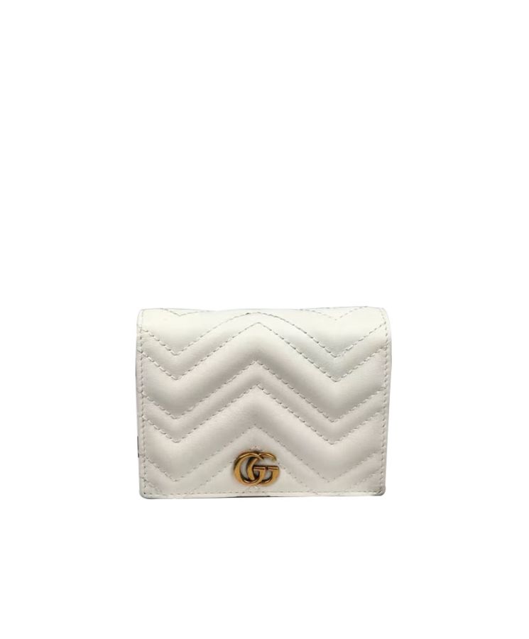 G.U.C.C Women's GG Marmont Card Case, Luxury Leather Accessory, Matelassé Chevron Design