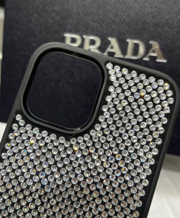 Pra.-da Crystal-studded iPhone Cover 1ZH133 Black